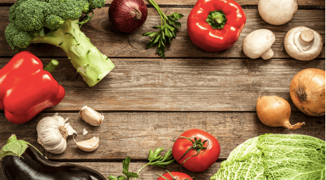 vegetables on wood board