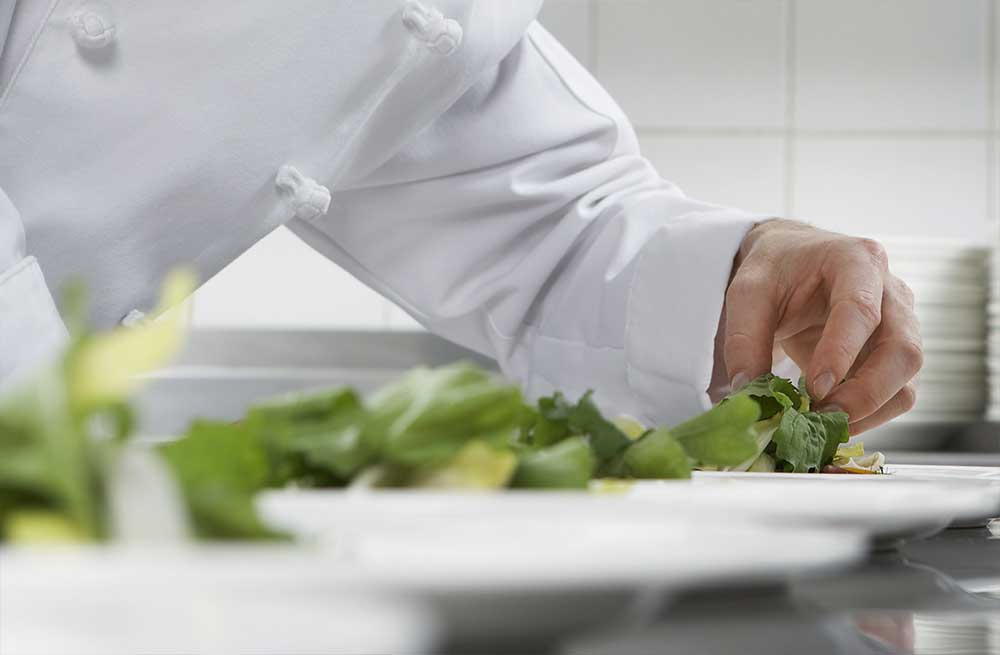 Chef preparing salads