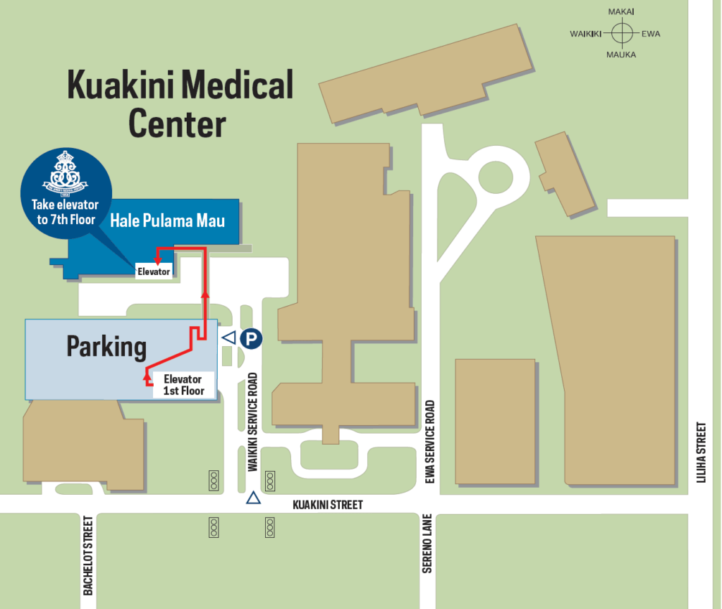 Map of the Kuakini Medical enter campus.