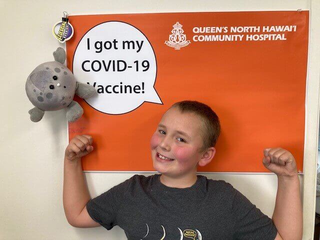 Happy boy after getting vaccination